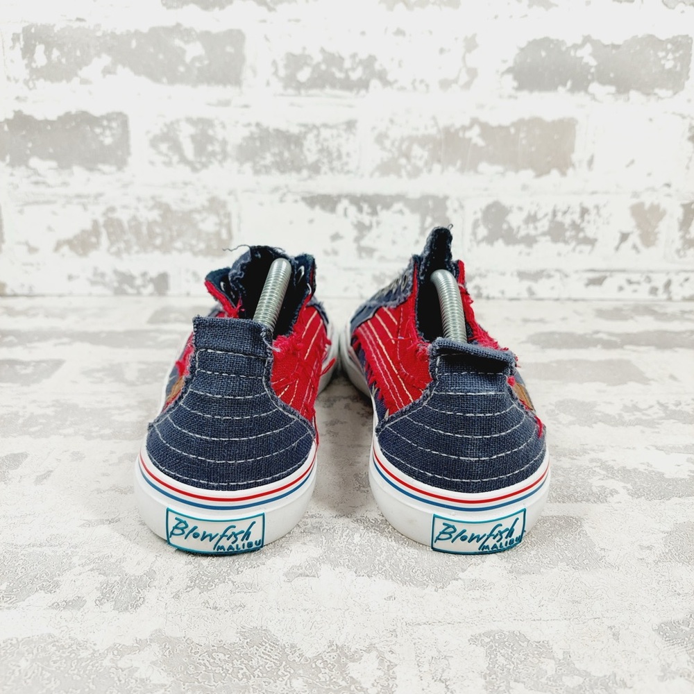 NEW Blowfish Malibu Bettie Stars Stripes Distressed Slip On Low Top Sneakers F85 - Picture 4 of 11